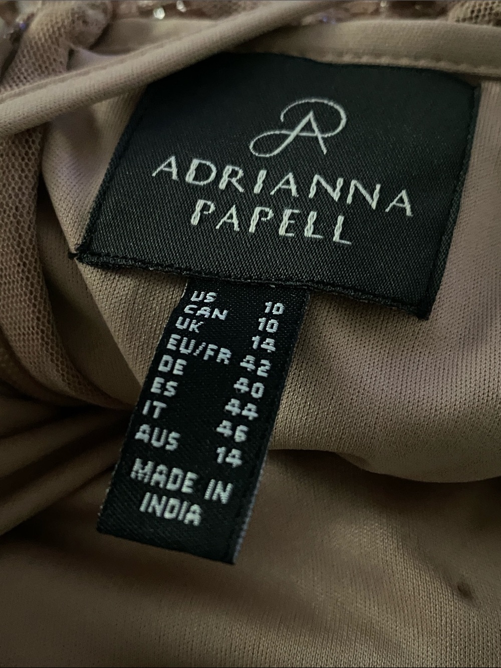 Adrianna Papell Blush-Beige Beaded Floral Maxi Gown - Picture 4 of 5